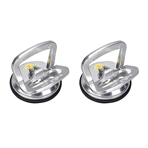 SOLUDE 2Pack Aluminium Vacuum Heavy Duty Suction Cup Lifter for Glass Window Tiles Mirror Granite,Gripper Sucker Plate,Double Handle Locking,Single Plate