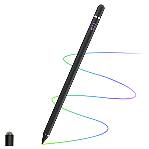 Stylus Pens for Touch Screens, Upgraded Pencil Compatible with iPad Generation Pro Air Mini iPhone Galaxy Surface Kindle Fire Android Alternative Tablet Stylist Smart Digital Drawing Pen (Jet Black)