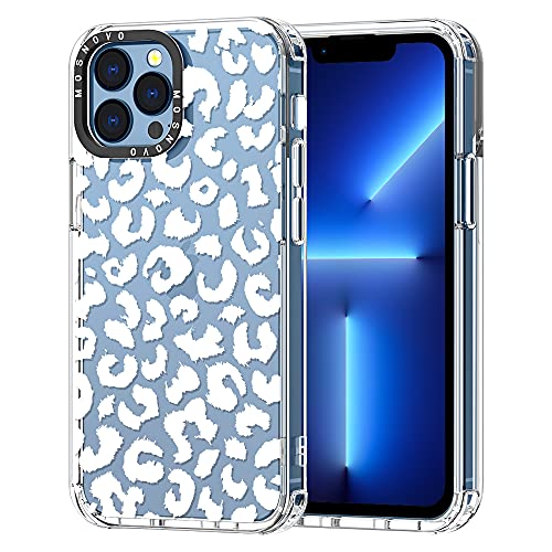 MOSNOVO Compatible with iPhone 13 Pro Max Case, White Leopard Print for Girl Women Men [ Buffertech™ Shockproof ] Transparent TPU Bumper Clear Phone Case Cover Designed for iPhone 13 Pro Max 6.7 Inch