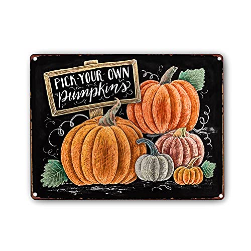 Goutoports Pumpkin Fall Decor – Sign Farmhouse Holiday Thanksgiving Home Kitchen Wall Decorative – 7.9×11.8 – HAL20