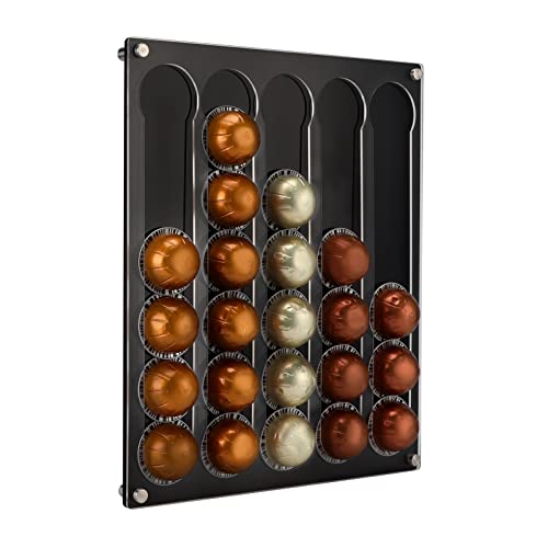 Pemtow Coffee Pod Holder Organizer Compatible With Nespresso Vertuo Capsules, Double-Deck Acrylic Vertuoline Pod Storage for Wall, Holds 30 Pods(Capsules Not Included)