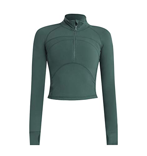 ZHENWEI Running Jackets for Women Soft Half Zip Slim Fit Athletic Workout Jacket with Thumb Hole