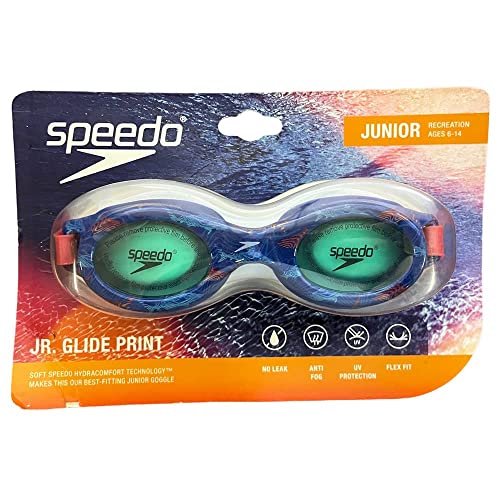 Speedo Junior Glide Jr. Print Goggles – Blue / Orange / Jade