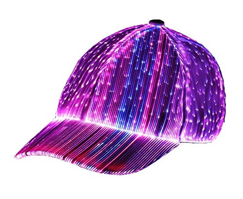 HUNRUY Unisex Luminous LED Baseball Cap 7 Colors Light Hats with USB Charging (Black)