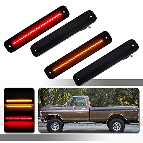 Tonsya 4 pcs Full Amber & Red Led Lamps Smoked lamp kit Compatible With 1973-1991 Ford E100 E150 E250 E350 F100 F150 F250 F350 F350 F500 Replace OEM Bumper Side Marker Lights | The Storepaperoomates Retail Market - Fast Affordable Shopping