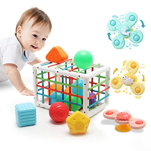 UNIWA Baby Shape Sorting Toy, Spinner Toys Sensory Shape Sorting Toys，Early Learning Toys for Girls Boys Gifts Age 1 2 3, Montessori Toys for 1 Year Old,Toddler, 6-12 Months（15 PCS
