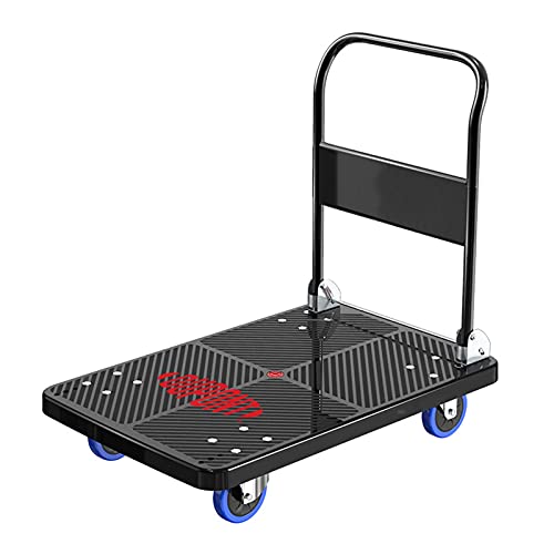 Platform Trucks Hand Push Platform Truck with 360 Degree Swivel Wheels, Folding Trolley, Heavy Duty Platform Trolley, for Easy Transportation/Heavy Lifting (Color : TPR casters, Size : 5 inches)
