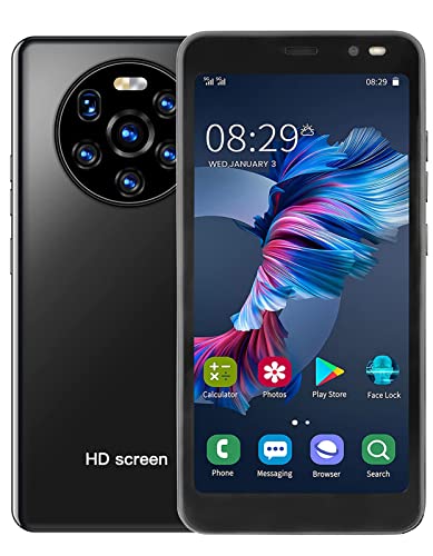SHYEKYO Smartphone, Mate40 Pro 5.45in Dual Card Dual Standby Unlocked Cellphone, HD Large Screen Face Unlock Smartphone, for Android (Black)