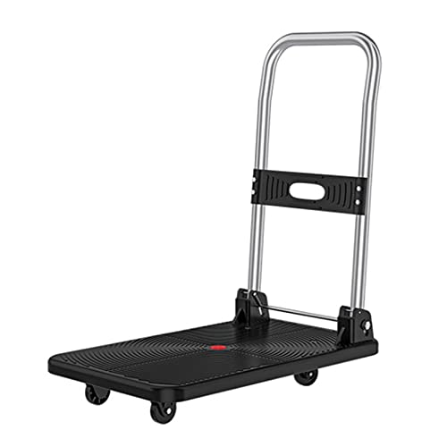Platform Trucks Flat Platform Truck Trolley with Mute Wheels, Folding Portable Hand Cart, PP Industrial Push Cart, for Loading and Storage, Space-Saving