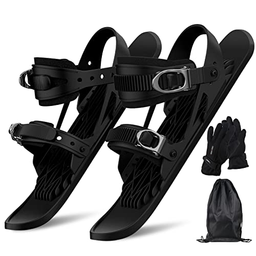 HOTYELL Mini Short Ski Skates, Upgraded Skiboards Attach to Skis Boots, Snowboard Boots or Winter Shoes, Shortest Snowskates Fit into Your Backpack (Aldults)