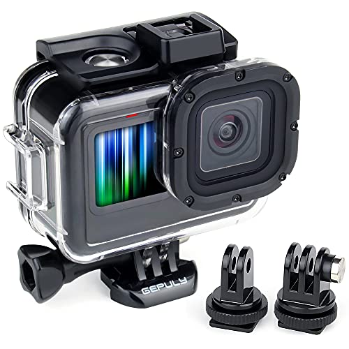 GEPULY Waterproof Housing Case for GoPro Hero 9 10 11 Black, 60m Underwater Protective Dive Housing Shell with 2 Cold Shoe Adapter and Bracket Accessories for Go Pro Hero 11 10 9 Black Cameras