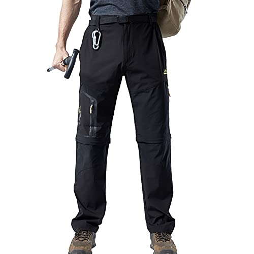 Men’s Men’s Cargo Hiking Pants Quick Dry Stretch Fishing Pants Water Resistant Outdoor Work Pants with Zip Pockets Black