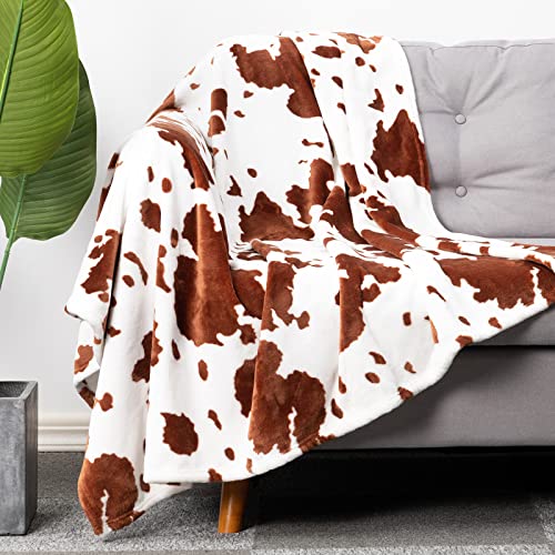 DANGTOP Cow Blanket, Brown Flannel Fleece Cowe Throw, Cozy Soft Warm and Lightweight Throw Blanket, for Kids Adults, Bedroom Decor (Brown, 51×59 inches)