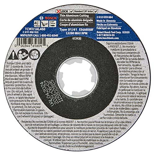 Bosch TCWX1AL450 4-1/2 In. x 1/16 In. X-LOCK Arbor Type 1A (ISO 41) 46 Grit Metal Cutting Abrasive Wheel