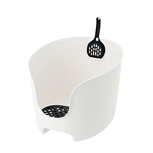 Richell USA – PAW TRAX High Wall Cat Litter Box (60021) (White and Black)