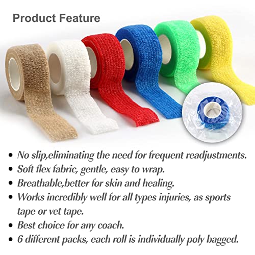 Self Adhesive Bandage Wrap,self Adherent wrap,Elastic Bandage wrap Vet Wrap for Sports Injury Wrist Ankle (1 Inch 6 Pack) | The Storepaperoomates Retail Market - Fast Affordable Shopping