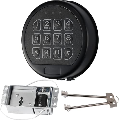 WAH LIN PARTS Gun Safe Lock Replacement with 2 Override Keys & Solenoid Black Keypad Safe Electronic Lock for Most Fireproof Safe Box