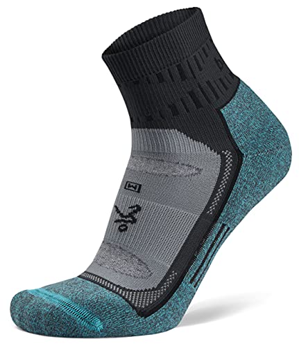 Balega Blister Resist Performance Quarter Athletic Running Socks for Men and Women (1 Pair), Grey/Blue, Large