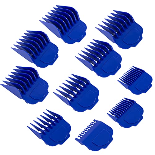 Clipper Guards Magnetic Comb Set for Andis Master Clippers Trimmer Cordless Clipper- 10 Cutting Lengths from 1/16” to 1” Designed for MBA, MC-2, ML, PM-1 And PM-4, Blue (10 Pack)