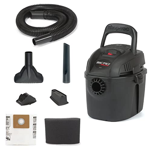 Shop-Vac 2021005, Micro Wet Dry Vacuum, 1 Gallon, 1.25 In Diameter x 4 Ft Hose, 50 CFM, (1 Pack)
