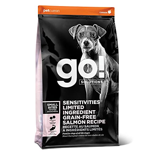 GO! SOLUTIONS SENSITIVITIES – Small Bites Salmon Recipe – Limited Ingredient Dog Food, 3.5 lb – Grain Free Dog Food for All Life Stages – Dog Food to Support Sensitive Stomachs