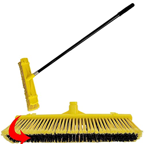 Professional Push Broom Multi Surface Heavy Duty Industrial 24″ Wide Surface Sweeper Brush with Stiff Bristle Insert Warehouse & Contractors, Lawn & Garden, Indoor & Outdoor – Commercial
