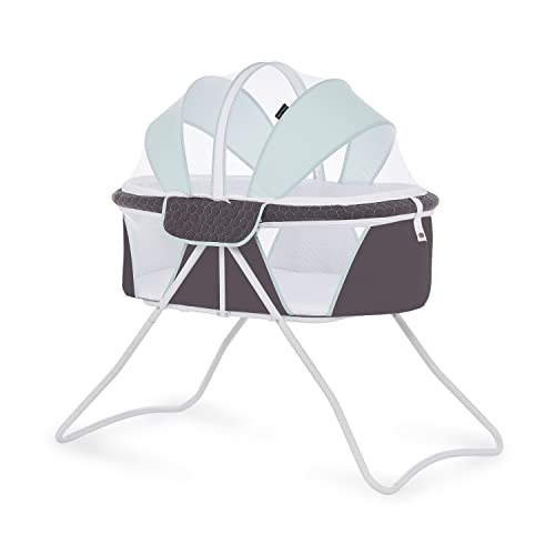 Dream On Me Day Dreamer 2-in-1 Convertible and Portable Bassinet, Blue Grey