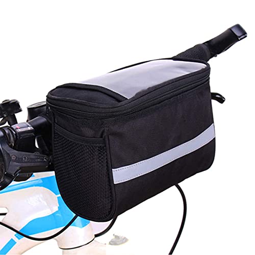 Mtlnkb Bike Handlebar Bag Bike Bags Handlebar Bike Basket Bag with Mesh Pocket Bicycle Front Storage Pouch Bag for Accessories