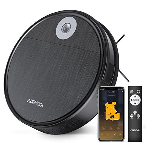 Acekool Robot Vacuum Cleaner, 2200Pa Strong Suction Super-Thin Quiet Robotic Vacuum Cleaner Self-Charging WiFi/Remote Control 120min Runtime for Pet Hair Carpet Floor Automatic Vacuum Cleaner Robot