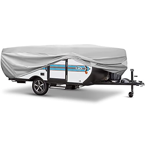 Antook Pop Up Camper Cover Fits 8′-10′, 520D Ripstop Oxford Folding RV Storage Cover, Waterproof Anti-UV Pop-up Tent Trailer Cover 87″ W, 42″ H