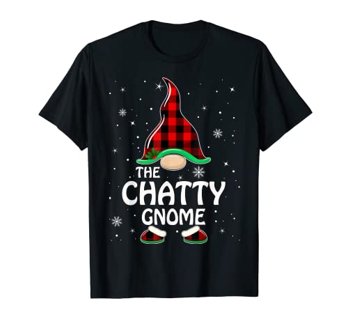 Chatty Gnome Buffalo Plaid Matching Family Christmas Pajama T-Shirt