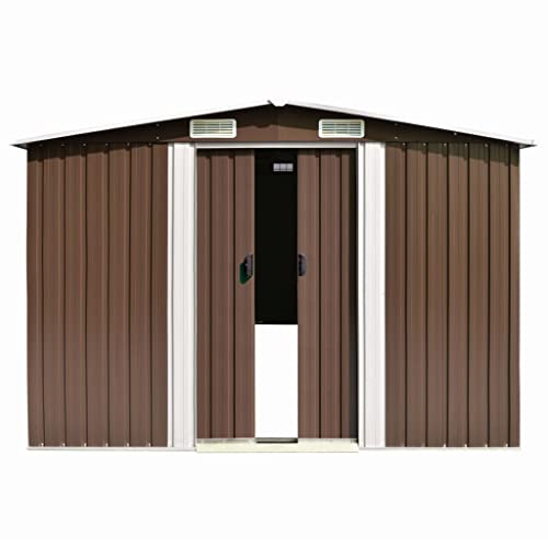 FAMIROSA Garden Storage Shed with Vents Galvanized Steel Double Sliding Doors Outdoor Wood Storage Shed Patio Lawn Care Equipment Pool Supplies Organizer 101.2″x389.8″x71.3″ | The Storepaperoomates Retail Market - Fast Affordable Shopping