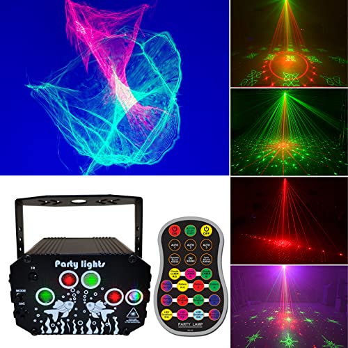 Upgraded Party Lights with Aurora Effect , Stage and DJ Lights Club Disco , Projector Strobe Light with Remote Control Sound Activated for Gift Birthday Festival Party Show Decoration