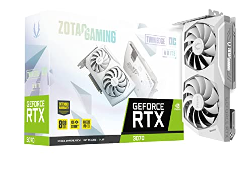 ZOTAC GAMING GeForce RTX 3070 Twin Edge OC White Edition LHR 8GB GDDR6 256-bit 14 Gbps PCIE 4.0 Gaming Graphics Card, IceStorm 2.0 Advanced Cooling, LED Logo Lighting, ZT-A30700J-10PLHR