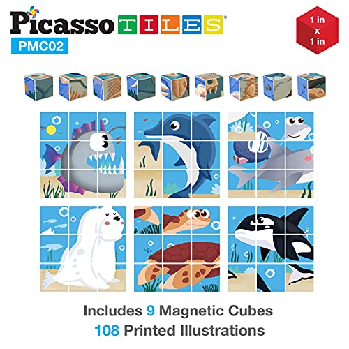 PicassoTiles 1” Magnetic Puzzle Cubes for Kids, 3D Sea Ocean Animal 63pcs Exploration Blocks, Kids Focus Learning & Stacking Toys, STEM Educational Preschool Toddler Classroom Activity, Boys Girls | The Storepaperoomates Retail Market - Fast Affordable Shopping