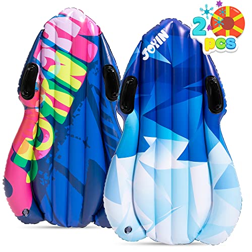 2 Pack 40″ Inflatable Snow Sleds, Snow Tube for Family Activities Heacy-Duty Inflated Snow Sled for Kids and Adults Winter Activity (Words)