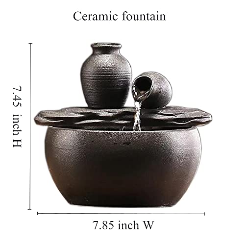 Andady Ceramic Tabletop Fountain for Indoor and Home Decoration Table Desk Office Patio (Ceramic Pot Fountain) (Black) | The Storepaperoomates Retail Market - Fast Affordable Shopping