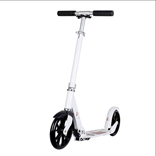 Soar-Tarps Folding Kick Scooter 2-Wheel Folding Kick Scooter Kick Black Folding Kick with Adjustable Handle, Portable Pu Wheel and Non-Slip Pedal for Teens, 100Kg Load, Non-Electric ( Color : White )