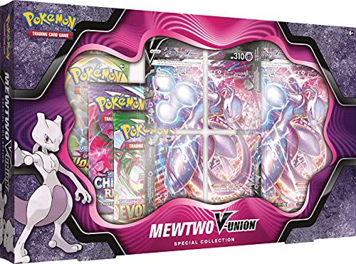 Card Game PKMN TCG Mewtwo V-Union Special Collection Box – 4 Packs – 4 Promo Cards