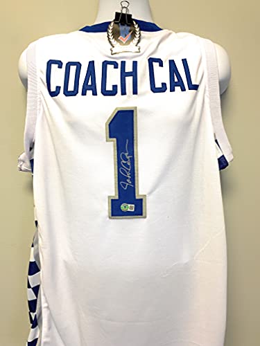 John Calipari Kentucky WIldcats Signed Autograph Custom Jersey White Coach CAL Beckett Witnessed Certified