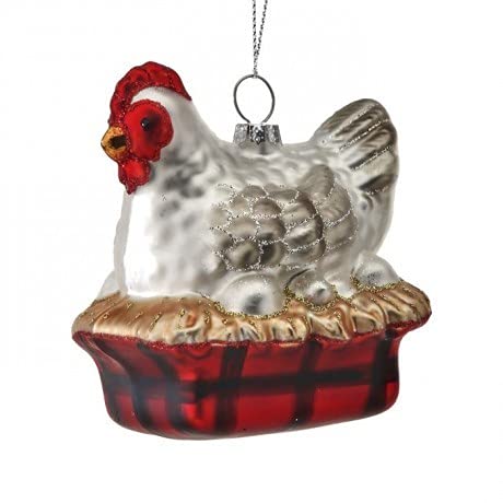 Mother Hen Laying on Nest Ornament