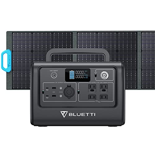 BLUETTI Solar Generator EB70S with PV200 Solar Panel Included, 716Wh Portable Power Station w/ 4 120V/800W AC Outlets, LiFePO4 Battery Pack for Camping, Adventure, Emergency