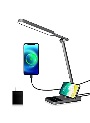 TRONTORE LED Desk Lamp, Touch Light,30/60/90mins Auto Timer,Night Light,6 Brightness Levels,5 Lighting Modes,Sensitive Touch Control,Charging Port, Eye-Caring,Memory Function