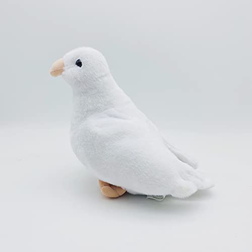 Simulation White Pigeon Stuffed Animal Toy – 8 inch Rock Pigeon Toys, Cute Pigeon as Gift (White)