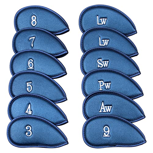 Alpinista Golf Club Covers for Irons-12pcs Synthetic Leather Golf Head Covers Set Fit Most Iron Clubs