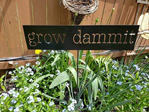 godblessign Grow Dammit Without Stake Metal Sign, Funny Garden Wall Decor for Home Kitchen Coffee Barthroom Bar, Modern Farmhouse Housewarming Gift, Personalized Sign 14” 18” 24”