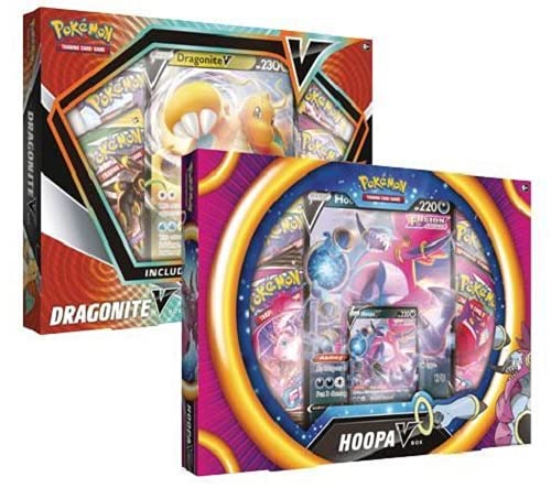 Pokemn Both Pokemon Dragonite V & Hoopa V Booster Set V Boxes! Includes 8 Total Booster Packs Plus promos!