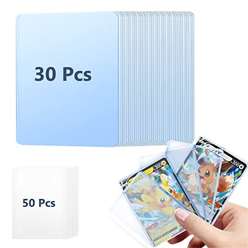 YEIO Top Loaders for Cards,Hard Card Sleeves PVC Trading Card Holder Clear Protective Sleeves Holder for Baseball Card,Sports Cards, Trading Card, Game Card 3 x 4 Inch (30 Pcs+50 Penny Sleeves)