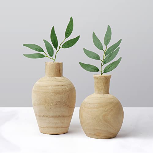 Warm Toast Designs – Wood Vase 2 Vase Set Farmhouse Vases for Decor – Boho Vase – Vases for Living Room Decorations – Wooden Vase Set Makes Stunning Decorative Vases for Home Decor