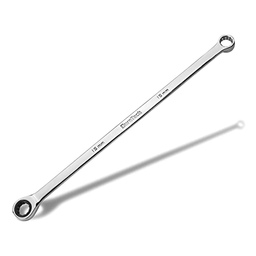 DURATECH 15mm Extra Long Ratcheting Wrench, Metric, CR-V Steel